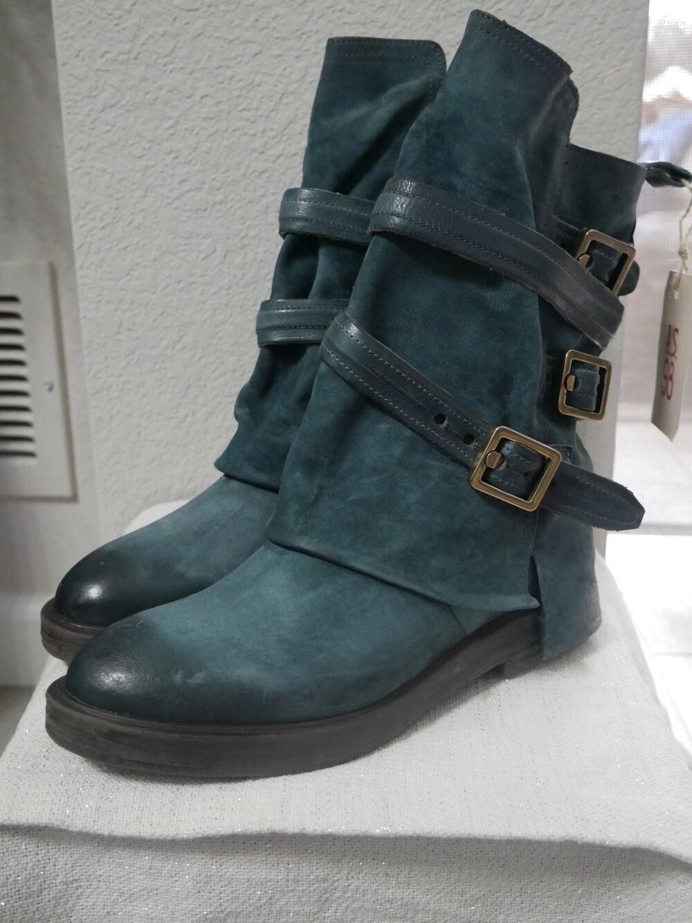 NEW A.S. 98 Paulie AS98 Boots Juniper Green Buckle 37 7